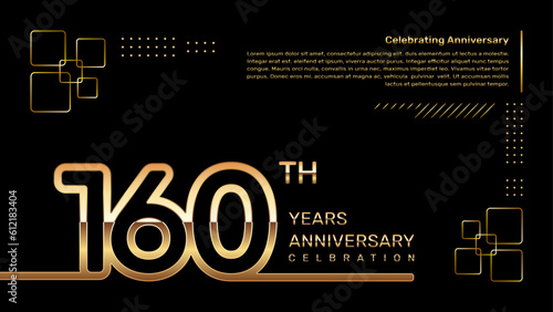 160 year anniversary template design with gold color and double line numbers, vector template