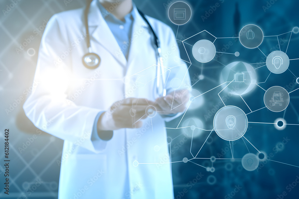 Growth potential f health tech amid demand for health services with more. Medicine doctor with stethoscope touching icon medical networking on modern interface, Medical ... Veja mais Growth potential f health tech amid demand for health services with more. Medicine doctor with stethoscope touching icon medical networking on modern interface, Medical ... Veja mais