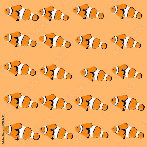 Seamless clownfish pattern background for kids, fabric and wallpaper