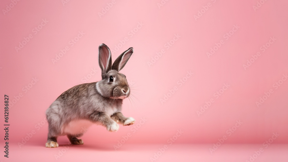 Fototapeta premium Polish rabbit on pink background (Generative AI)