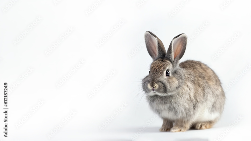 Pygmy rabbit on white background with copy space (Generative AI) Pygmy rabbit on white background with copy space (Generative AI)