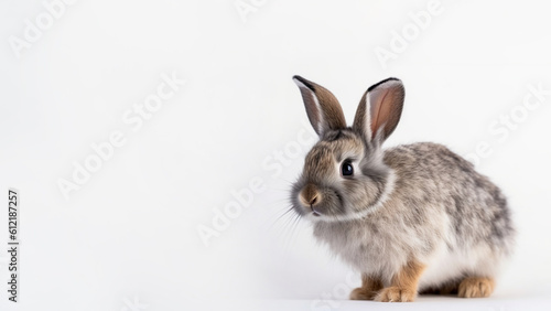 Pygmy rabbit on white background with copy space (Generative AI) © Warm Right