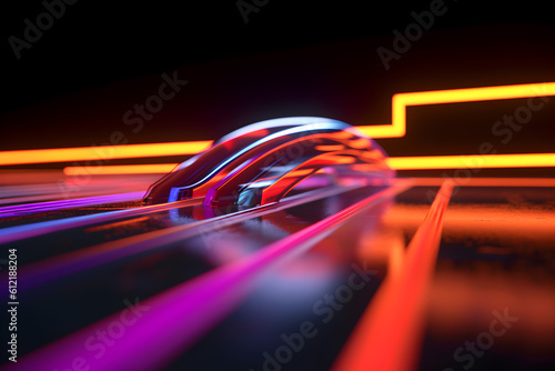 3d render neon speed line background, Generative AI photo