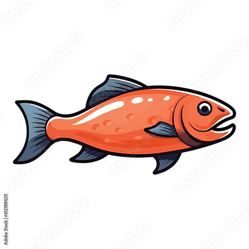 Playful Salmon: Delightful 2D Illustration of a Graceful Swimmer in the Rapids