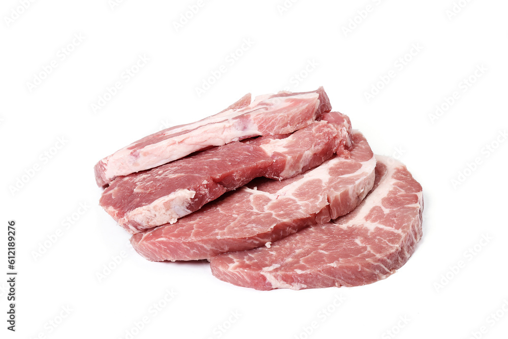 Raw meat on a white background