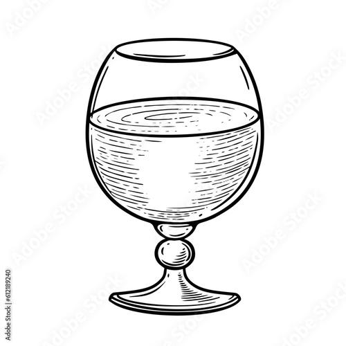 Black color drawing sign cocktail in glass vector.