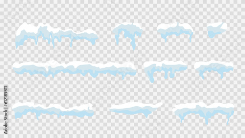 Ice snow cap vector collection set in winter seasons , isolated on transparent background , illustration Vector EPS 10