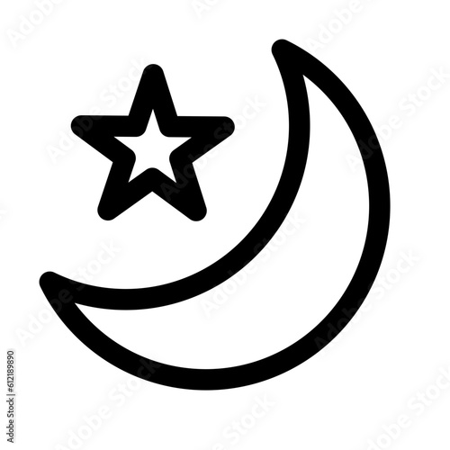 天気、夜、月、星を表すラインスタイルのアイコン
