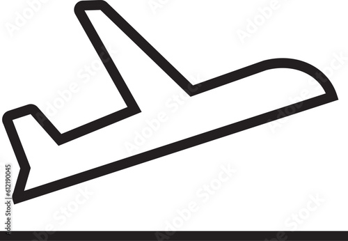 The airplane take-off icon symbol isolated on white background.