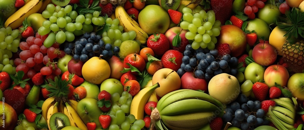 Fresh fruits background Generative AI