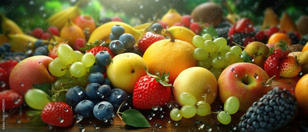 Fresh fruits background Generative AI Fresh fruits background Generative AI