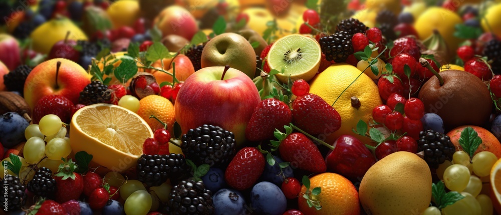 Fresh fruits background Generative AI Fresh fruits background Generative AI