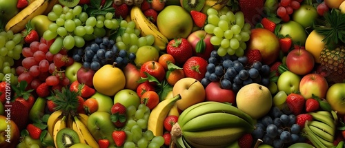 Fresh fruits background Generative AI