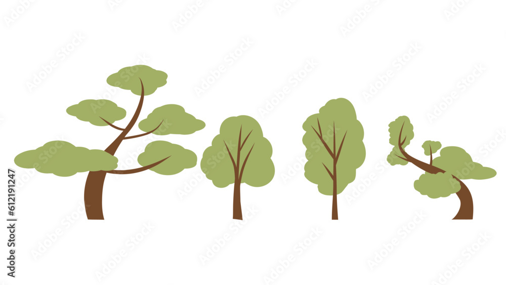 Fototapeta premium Flat trees , Flat forest tree nature plant , isolated on white background , illustration Vector EPS 10