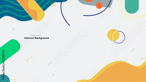 Dawn in the city color image in flat style. Mountains, lake, dawn.