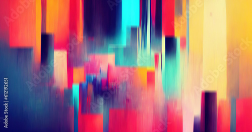 Glitch art color noise block design blur strokes