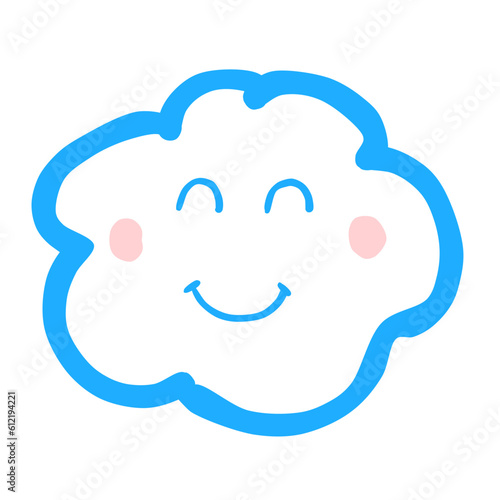 Fluffy Cloud Doodle Curve with Face Expression Cartoon