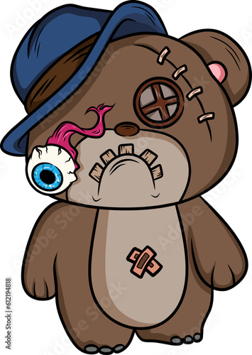 crazy teddy bear vector art