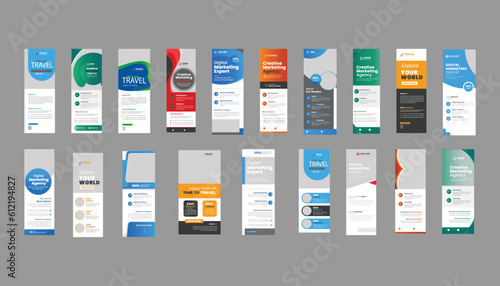 rollup banner template bundle, brochure, 3d, advertising, medical, biology, biochemistry, banner, background, business promotion signage standee vector layout, set, roll up, display