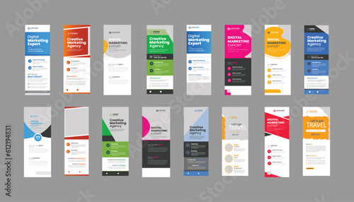  rollup banner template bundle, set, brochure, 3d, advertising, medical, biology, biochemistry, background, business promotion signage standee vector layout, banner, roll up, display