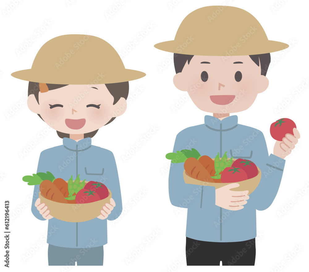 農作業・家庭菜園をする男女のイラスト 農作業・家庭菜園をする男女のイラスト