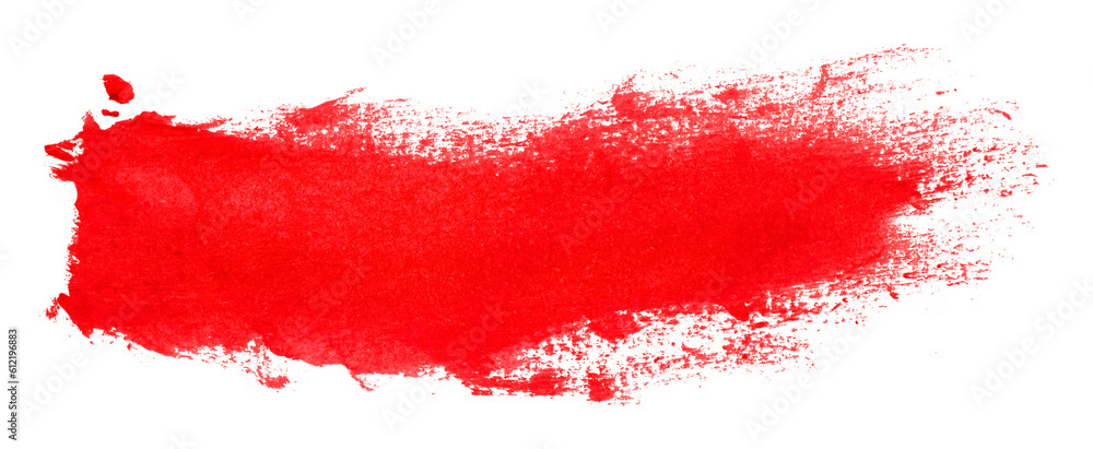 Shiny red brush watercolor painting isolated on transparent background. watercolor png