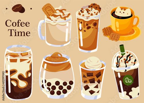 set of coffee drink