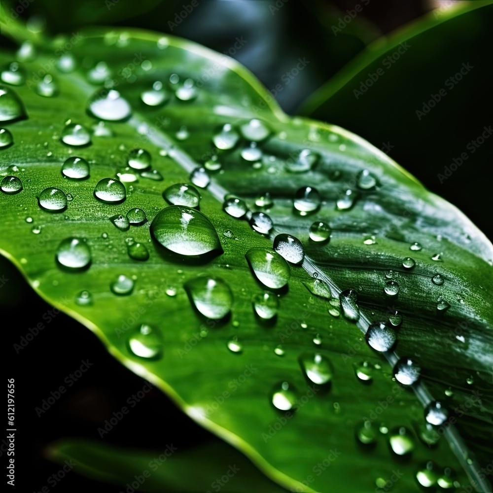 ai generated Water drops on the leaf surface, wood, abstract nature background ai generated Water drops on the leaf surface, wood, abstract nature background