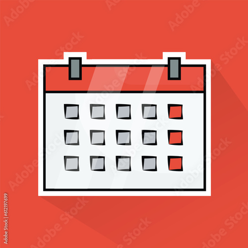 Illustration Vector of Red Calendar in Flat Design