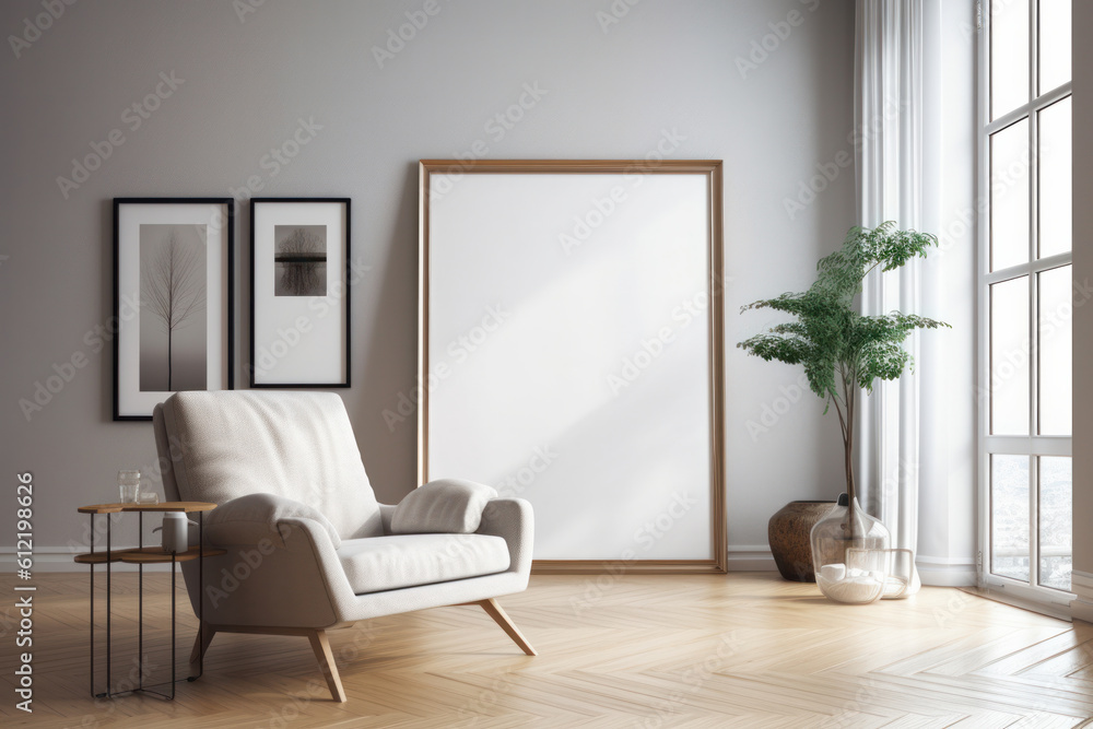 The combination of wood and metal in this minimalist chair and table set creates a sleek and modern aesthetic. AI Generative. The combination of wood and metal in this minimalist chair and table set creates a sleek and modern aesthetic. AI Generative.