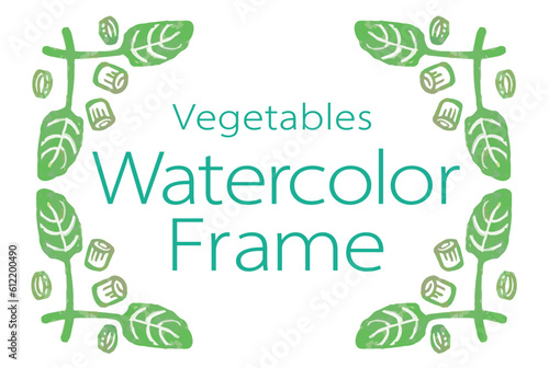 おしゃれな野菜の水彩風イラスト・フレーム。ベクター素材だからデザインに使いやすい。