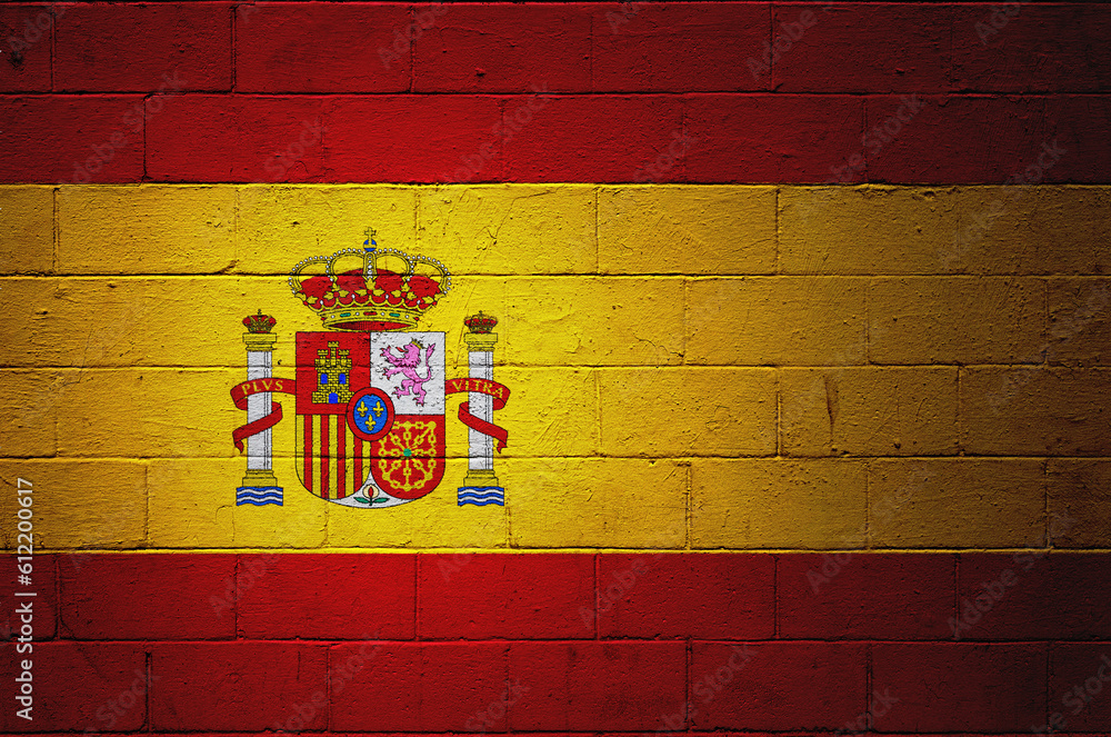 Flag of Spain painted on a wall