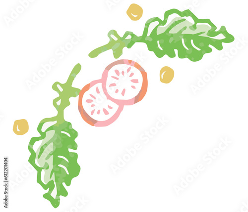 おしゃれな野菜の水彩風イラスト。フレーム用のコーナー。ベクター素材だからデザインに使いやすい。