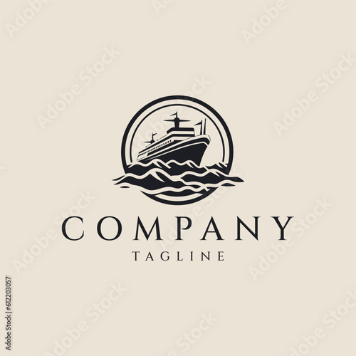 Cruise ship logo design vector illustration