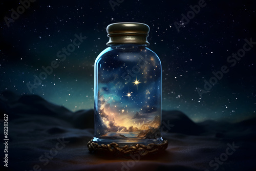 Capturing the Universe: Stars in a Bottle at Night - Generative AI