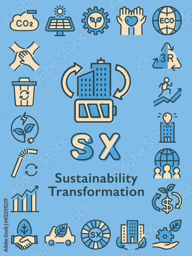 SX(Sustainability Transformation)　カラフルなアイコンセット