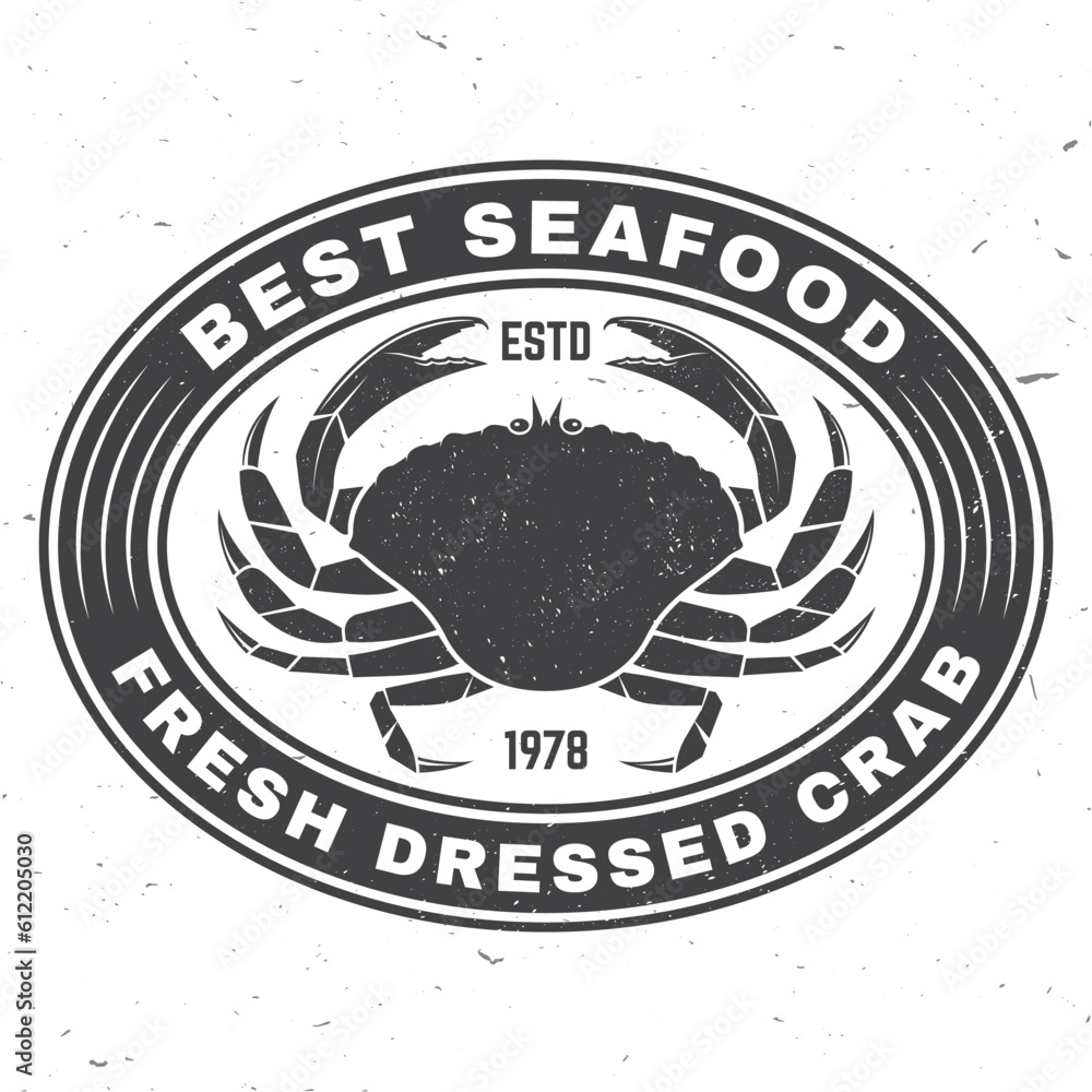 Best seafood. Fresh dressed crab. Vector illustration. For seafood