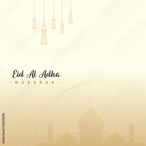 greeting template design for your social media feed. with a simple theme for Eid al-Adha celebrations