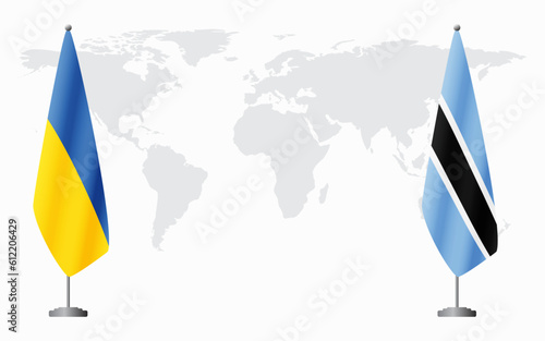 Ukraine and Botswana flags for official meeting