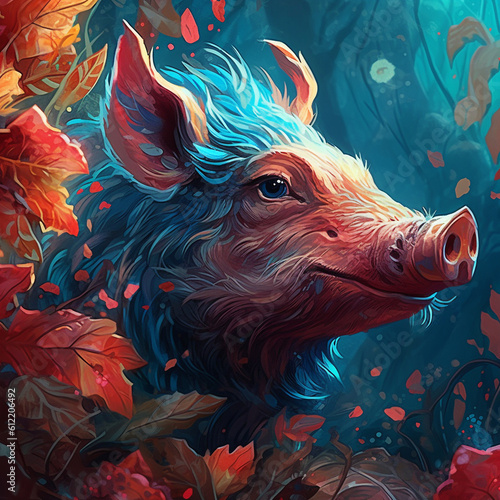 Pig Animal Surrealism Illustration Painting © berkahjaya