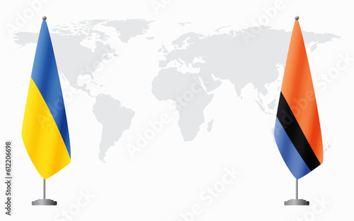 Ukraine and Chagos Islands flags for official meeting photo