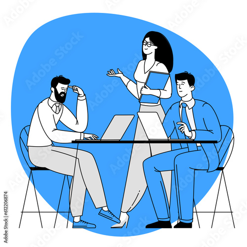 Men and women taking part in business meeting