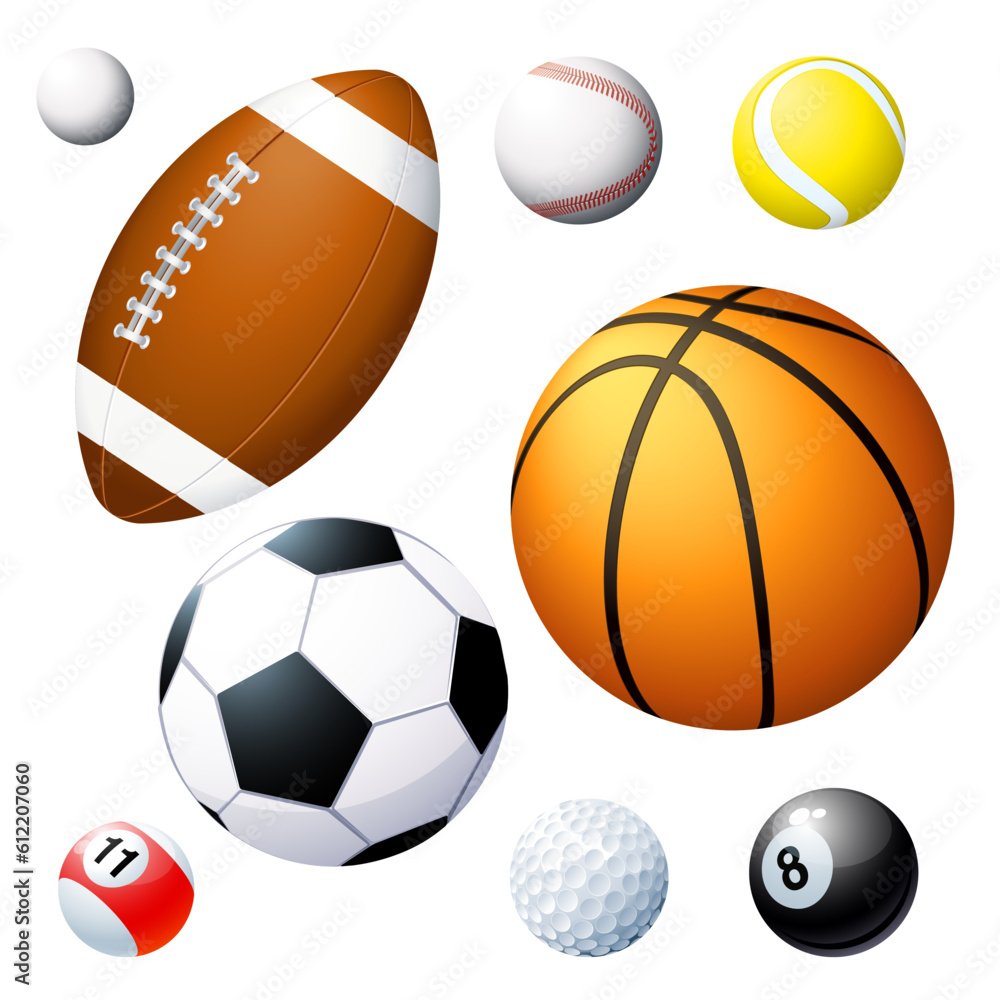 Obraz premium Sports balls vector set.