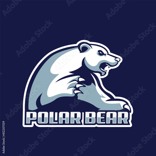 Polar bear side view mascot logo for sports