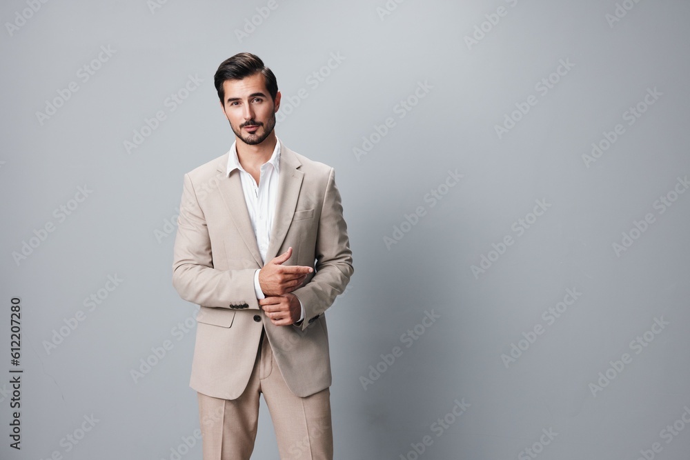 smiling man white portrait businessman suit copyspace beige business happy handsome smiling man white portrait businessman suit copyspace beige business happy handsome