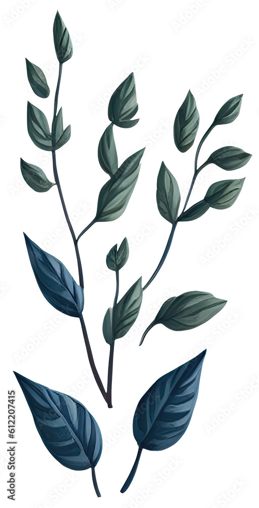Watercolor green leave. Generative AI Watercolor green leave. Generative AI