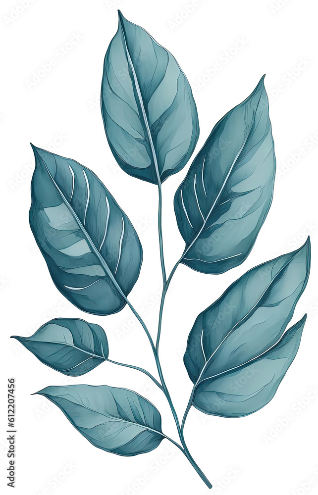 Obraz premium Watercolor green leave. Generative AI