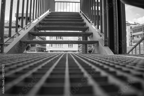 Fire Escape geometric view. Black White