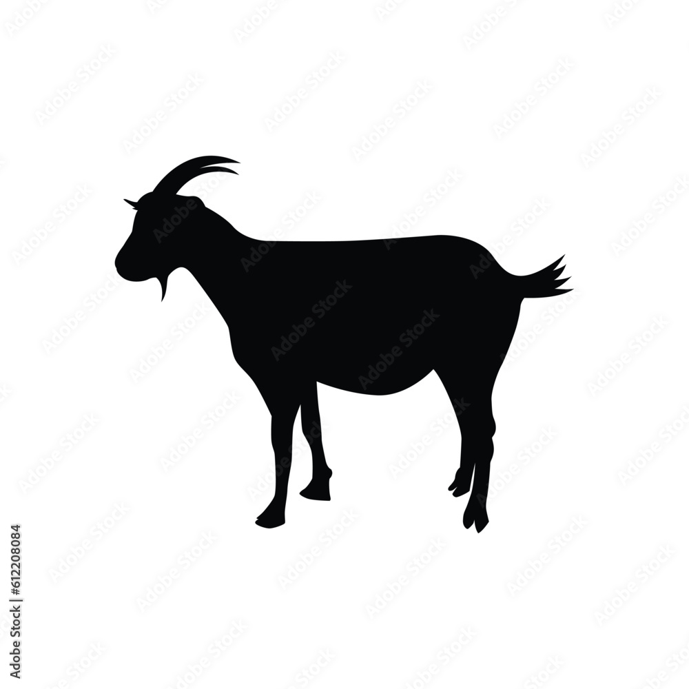 Goat silhouette illustration design, goat silhouette isolated, print and decoration Goat silhouette illustration design, goat silhouette isolated, print and decoration