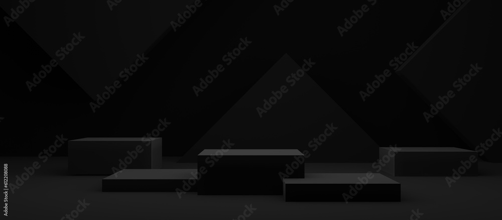 3D render black podium. Product mock up. 3D render black podium. Product mock up.